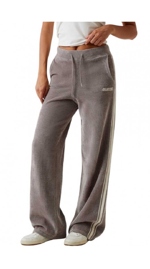 GUESS EMILIA CHENILLE WIDE PANTS ΦΟΡΜΑ ΠΑΝΤΕΛΟΝΙ ΓΥΝΑΙΚΕΙΟ BEIGE