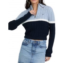 GUESS JEANS LS HALF ZIP CABLE SWTR ΜΠΛΟΥΖΑ ΠΛΕΚΤΗ ΓΥΝΑΙΚΕΙΑ BLUE