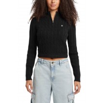GUESS JEANS LS HALF ZIP CABLE SWTR ΜΠΛΟΥΖΑ ΠΛΕΚΤΗ ΓΥΝΑΙΚΕΙΑ BLACK