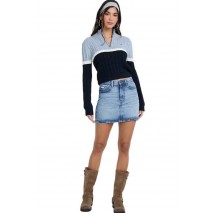 GUESS JEANS LS HALF ZIP CABLE SWTR ΜΠΛΟΥΖΑ ΠΛΕΚΤΗ ΓΥΝΑΙΚΕΙΑ BLUE