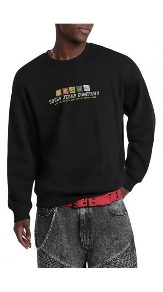 GUESS JEANS CN OS INTERNATIONAL ΦΟΥΤΕΡ ΜΠΛΟΥΖΑ ΑΝΔΡΙΚΗ BLACK
