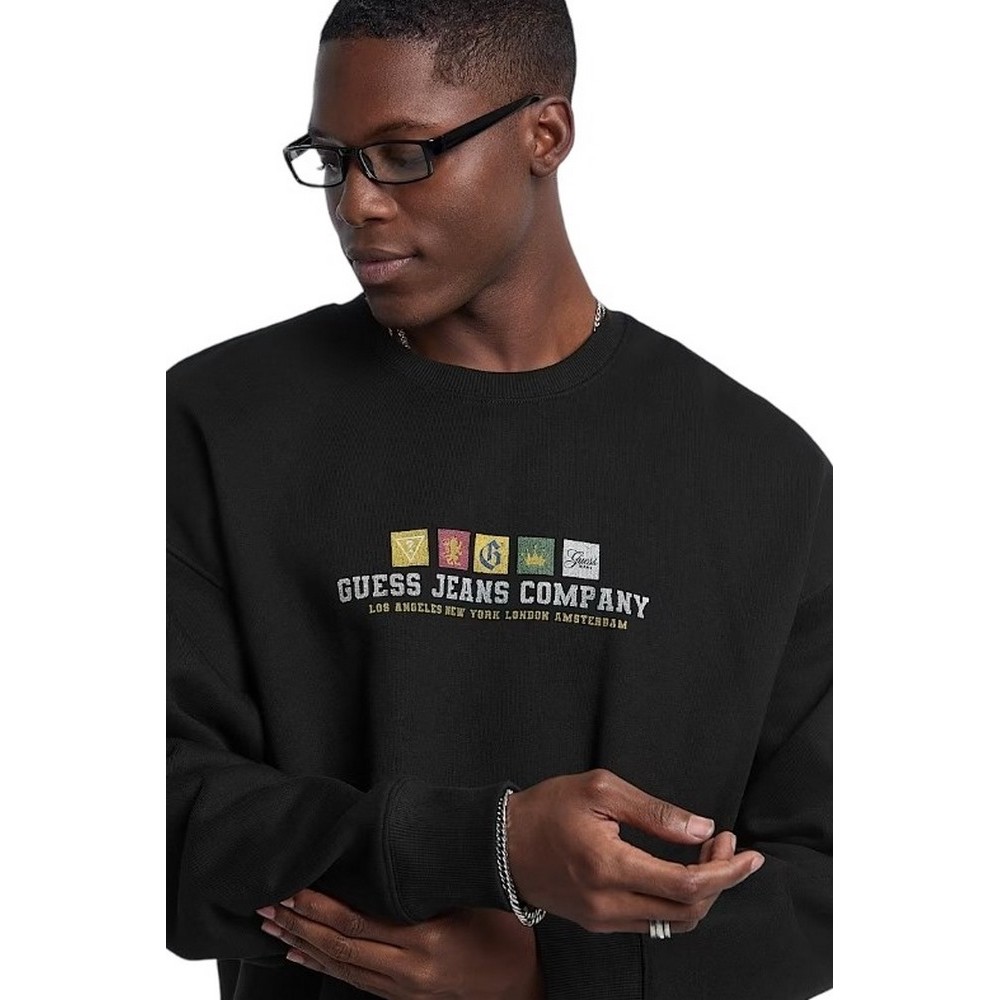 GUESS JEANS CN OS INTERNATIONAL ΦΟΥΤΕΡ ΜΠΛΟΥΖΑ ΑΝΔΡΙΚΗ BLACK