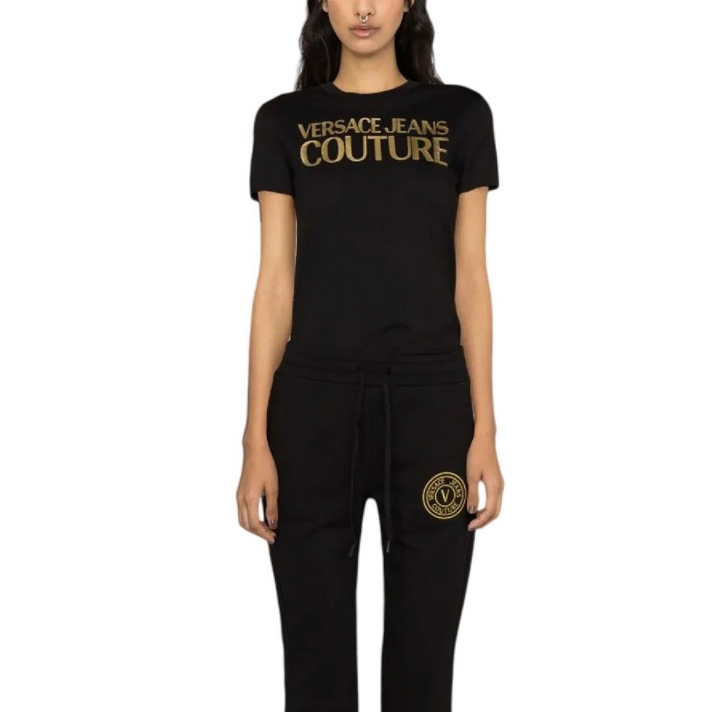 VERSASE JEANS COUTURE  LOGO THICK FOIL T-SHIRT ΓΥΝΑΙΚΕΙΟ BLACK