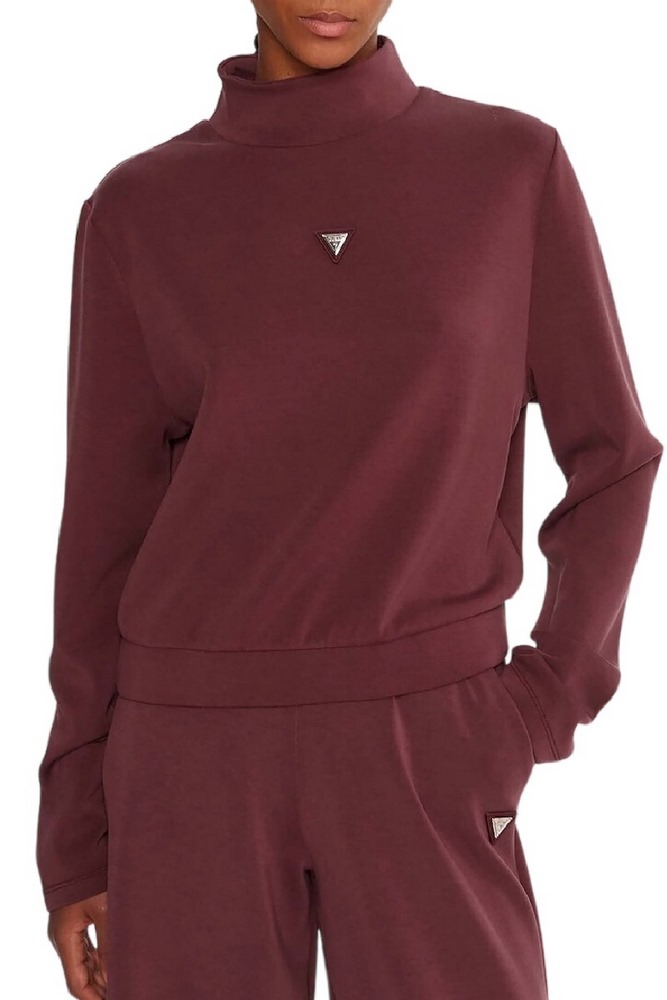 GUESS OLYMPE HIGH NECK SWEATSHIRT ΦΟΥΤΕΡ ΜΠΛΟΥΖΑ ΓΥΝΑΙΚΕΙΑ BORDEAUX