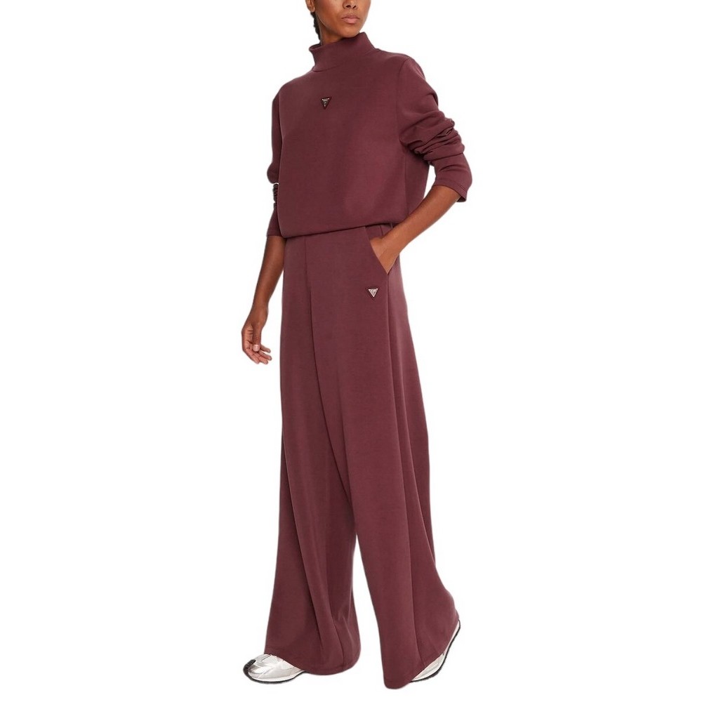 GUESS OLYMPE HIGH NECK SWEATSHIRT ΦΟΥΤΕΡ ΜΠΛΟΥΖΑ ΓΥΝΑΙΚΕΙΑ BORDEAUX