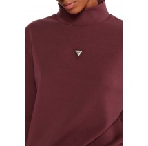 GUESS OLYMPE HIGH NECK SWEATSHIRT ΦΟΥΤΕΡ ΜΠΛΟΥΖΑ ΓΥΝΑΙΚΕΙΑ BORDEAUX