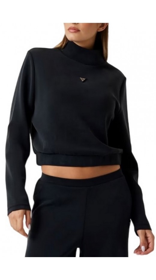 GUESS OLYMPE HIGH NECK SWEATSHIRT ΦΟΥΤΕΡ ΜΠΛΟΥΖΑ ΓΥΝΑΙΚΕΙΑ BLACK