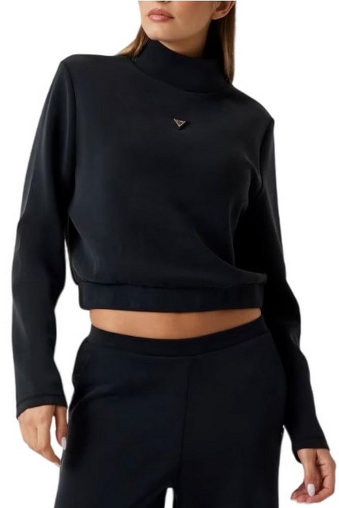 GUESS OLYMPE HIGH NECK SWEATSHIRT ΦΟΥΤΕΡ ΜΠΛΟΥΖΑ ΓΥΝΑΙΚΕΙΑ BLACK