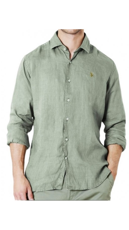 U.S POLO ASSN IVOR 002371 EH03 SHIRT LS REGULAR FIT  ΠΟΥΚΑΜΙΣΟ ΑΝΔΡΙΚΟ GREEN