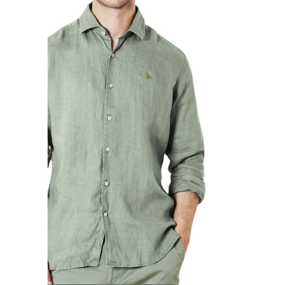U.S POLO ASSN IVOR 002371 EH03 SHIRT LS REGULAR FIT  ΠΟΥΚΑΜΙΣΟ ΑΝΔΡΙΚΟ GREEN