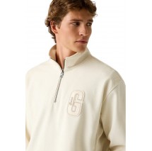 GUESS HARRIS TWILL ZIP MOCK NECK ΦΟΥΤΕΡ ΜΠΛΟΥΖΑ ΑΝΔΡΙΚΗ ECRU