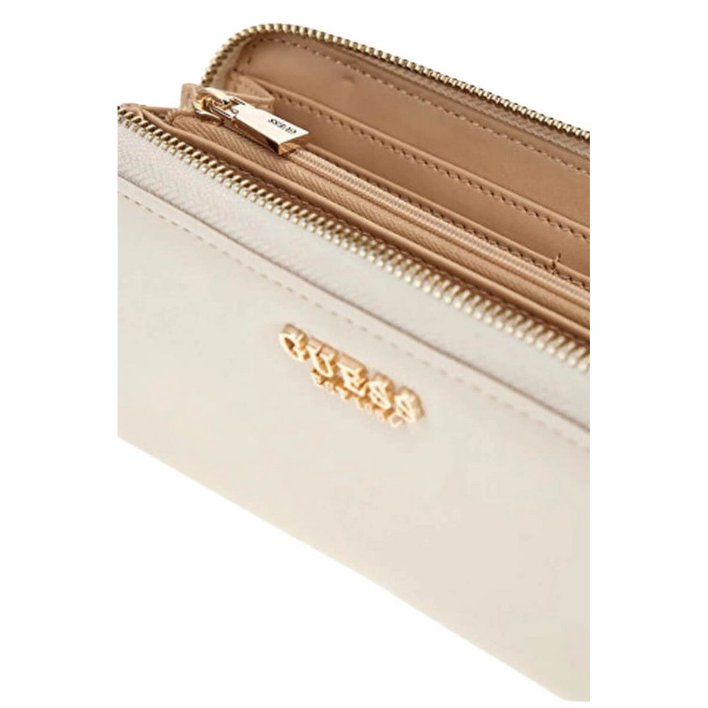 GUESS LAUREL SLG LARGE ZIP AROUND ΠΟΡΤΟΦΟΛΙ ΓΥΝΑΙΚΕΙΟ ECRU