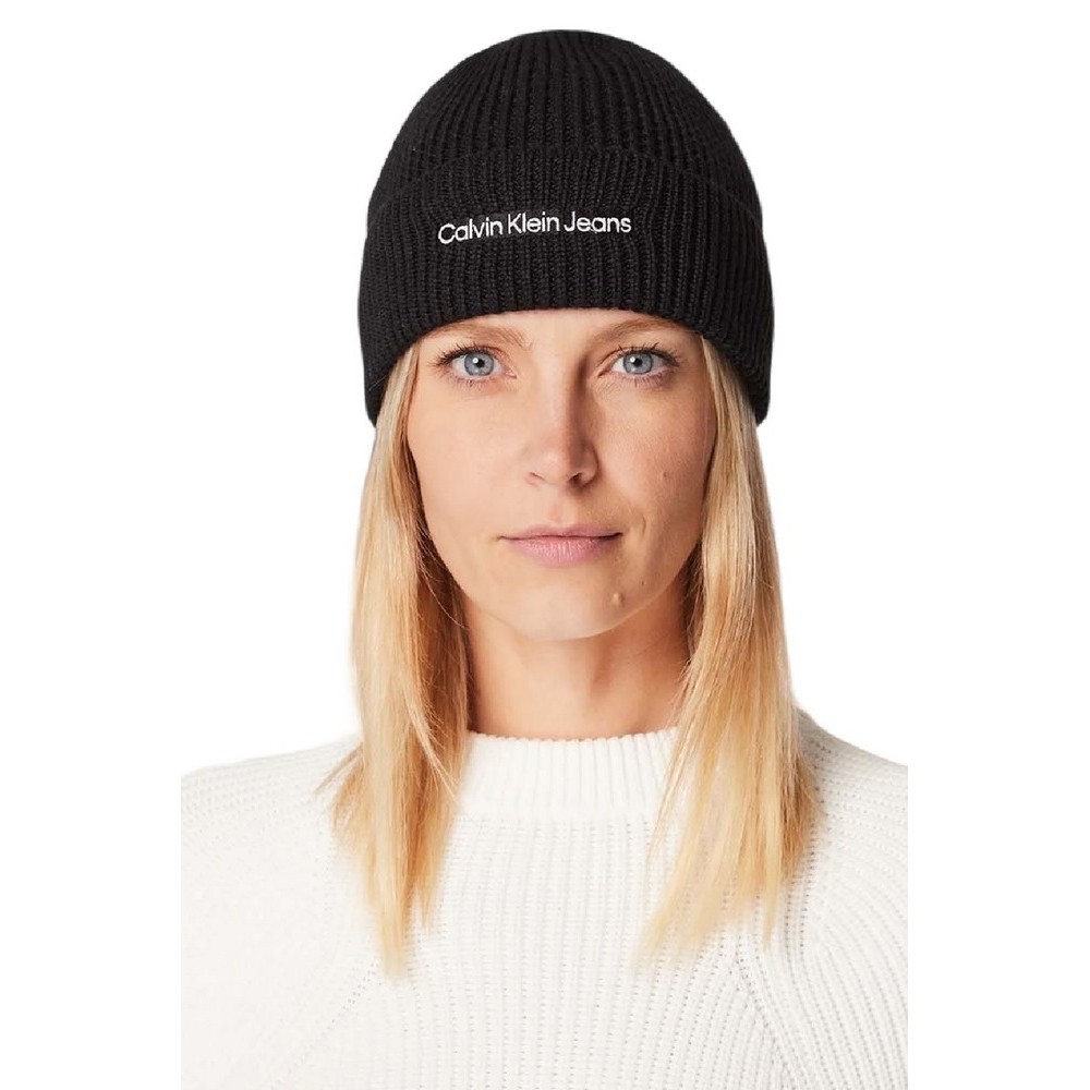 CALVIN KLEIN INSTITUTIONAL EMBRO BEANIE ΣΚΟΥΦΟΣ ΓΥΝΑΙΚΕΙΟΣ BLACK