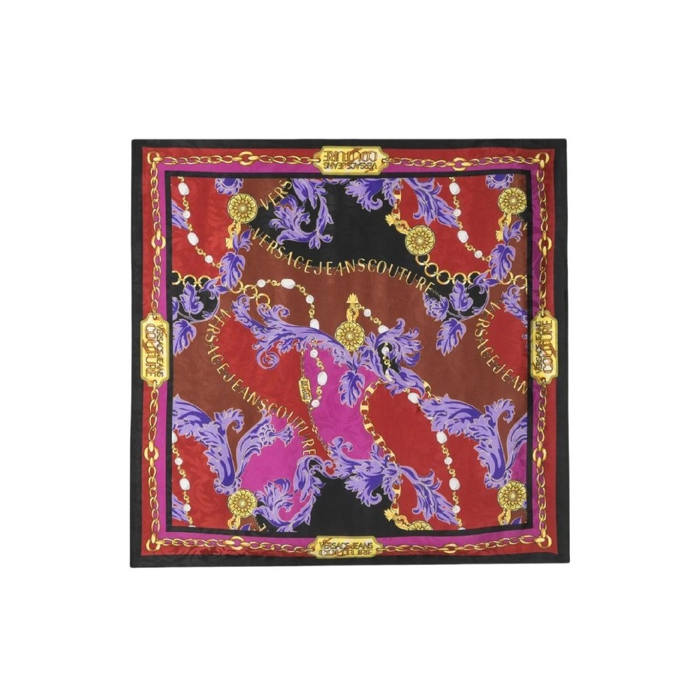 VERSACE JEANS COUTURE FOULARD LEAVES JACQUARD PATTERN H. X L. FOULARD 90CMX90CM ΦΟΥΛΑΡΙ ΓΥΝΑΙΚΕΙΟ MULTI