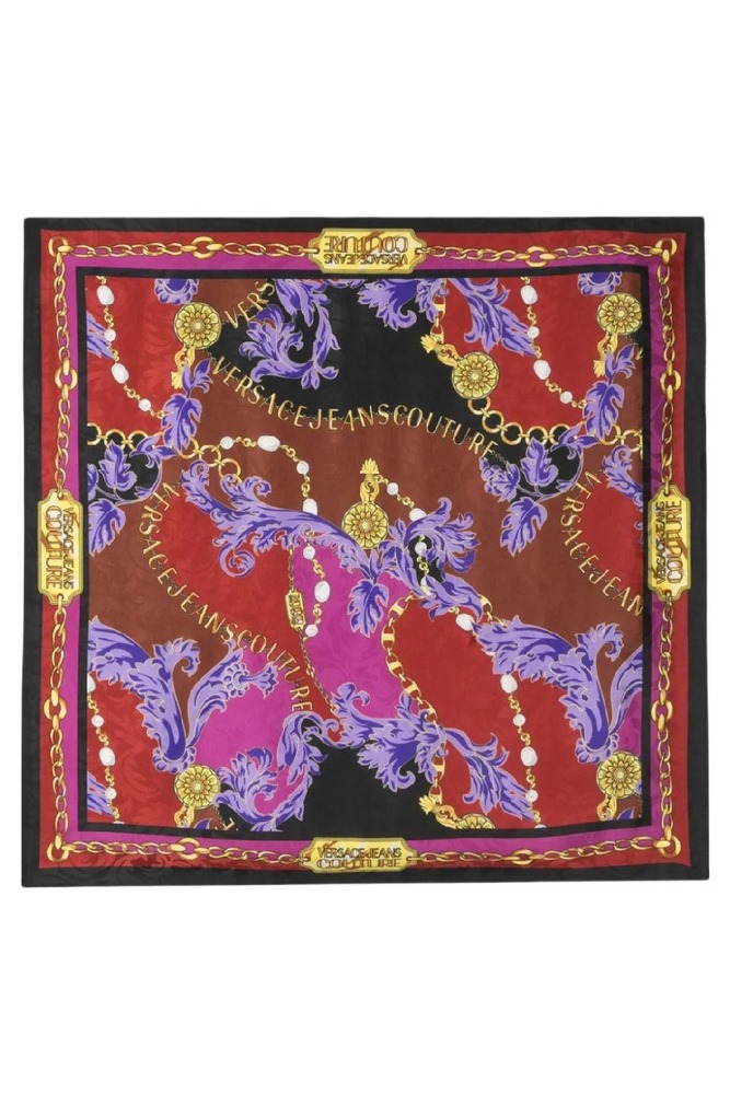 VERSACE JEANS COUTURE FOULARD LEAVES JACQUARD PATTERN H. X L. FOULARD 90CMX90CM ΦΟΥΛΑΡΙ ΓΥΝΑΙΚΕΙΟ MULTI