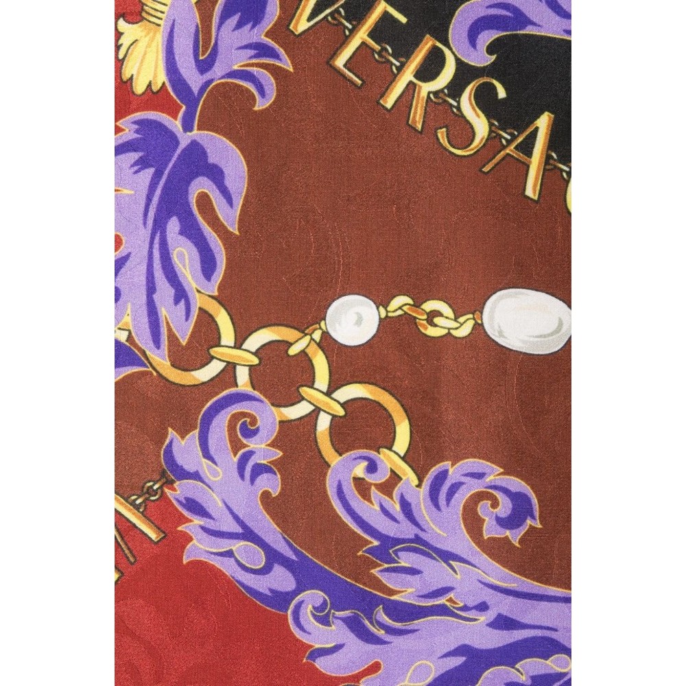 VERSACE JEANS COUTURE FOULARD LEAVES JACQUARD PATTERN H. X L. FOULARD 90CMX90CM ΦΟΥΛΑΡΙ ΓΥΝΑΙΚΕΙΟ MULTI