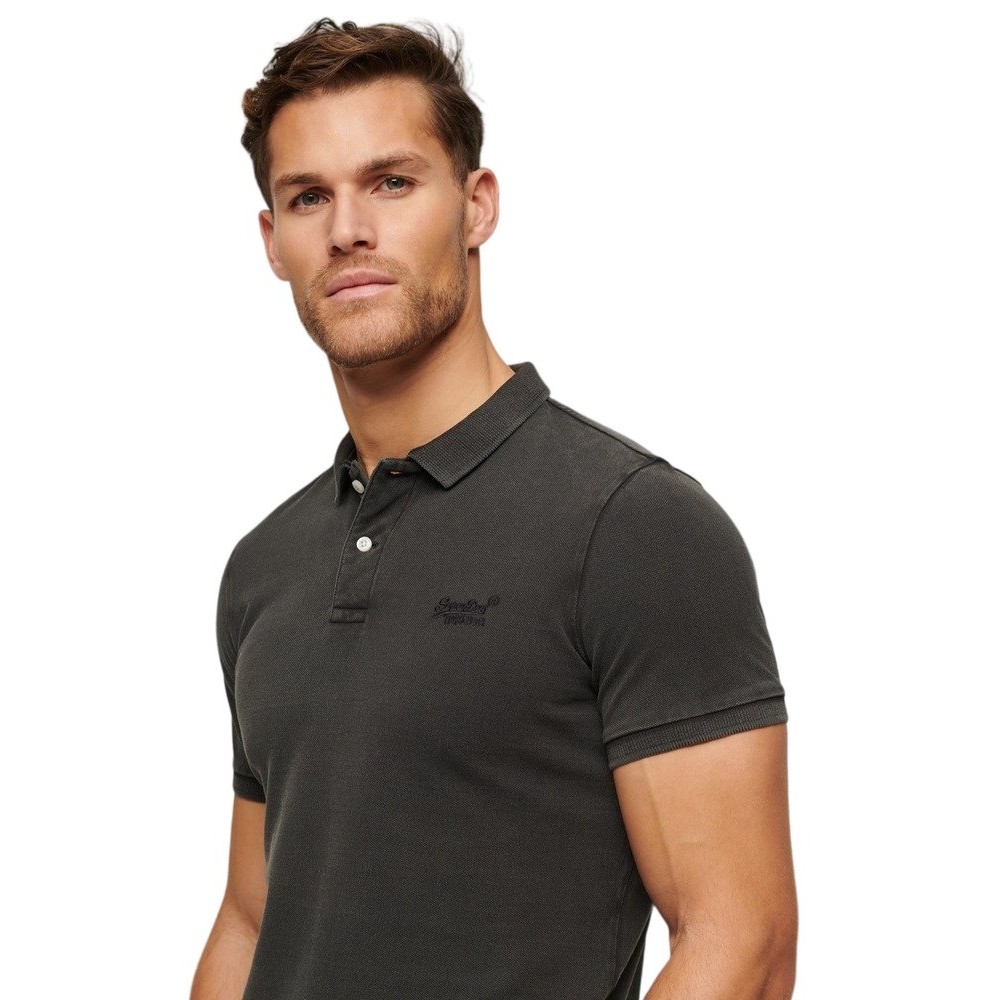 SUPERDRY VINT DESTROY POLO  T-SHIRT ΜΠΛΟΥΖΑ ΑΝΔΡΙΚΗ BLACK