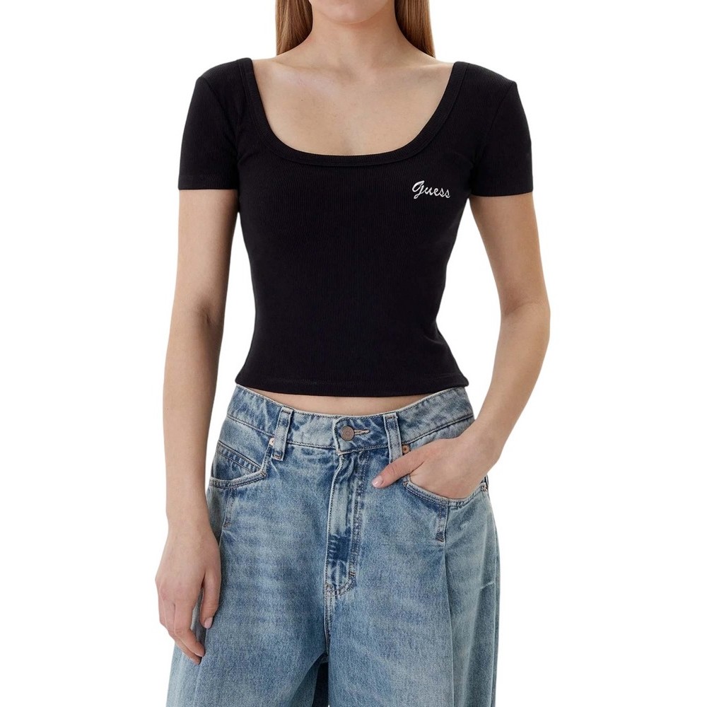 GUESS LAVINIA RIB ΤΟΠ ΓΥΝΑΙΚΕΙΟ BLACK