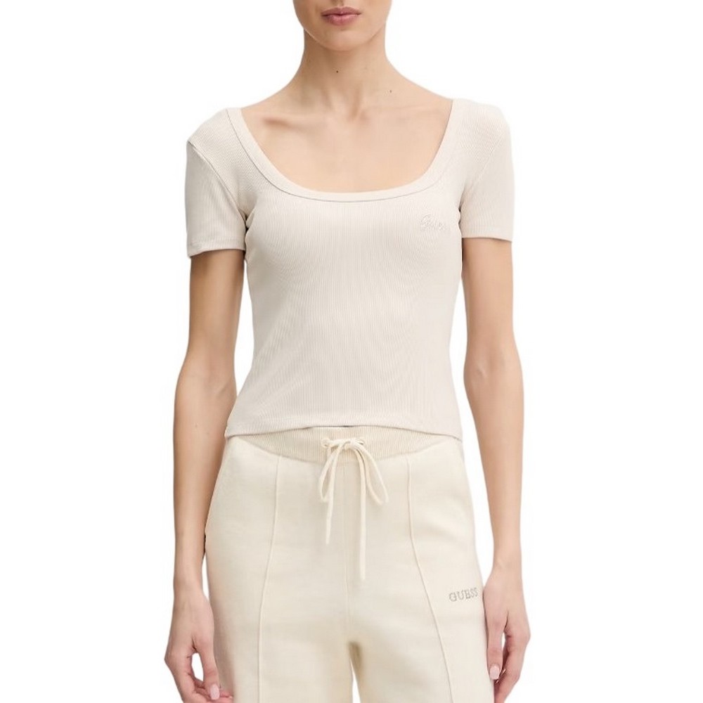 GUESS LAVINIA RIB ΤΟΠ ΓΥΝΑΙΚΕΙΟ BEIGE