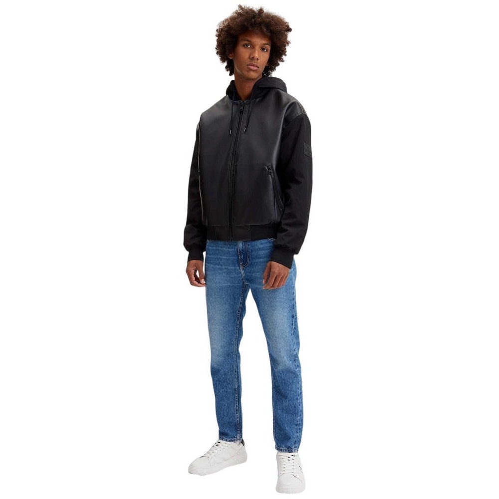 CALVIN KLEIN FAUX LEATHER BOMBER JACKET ΜΠΟΥΦΑΝ ΑΝΔΡΙΚΟ BLACK