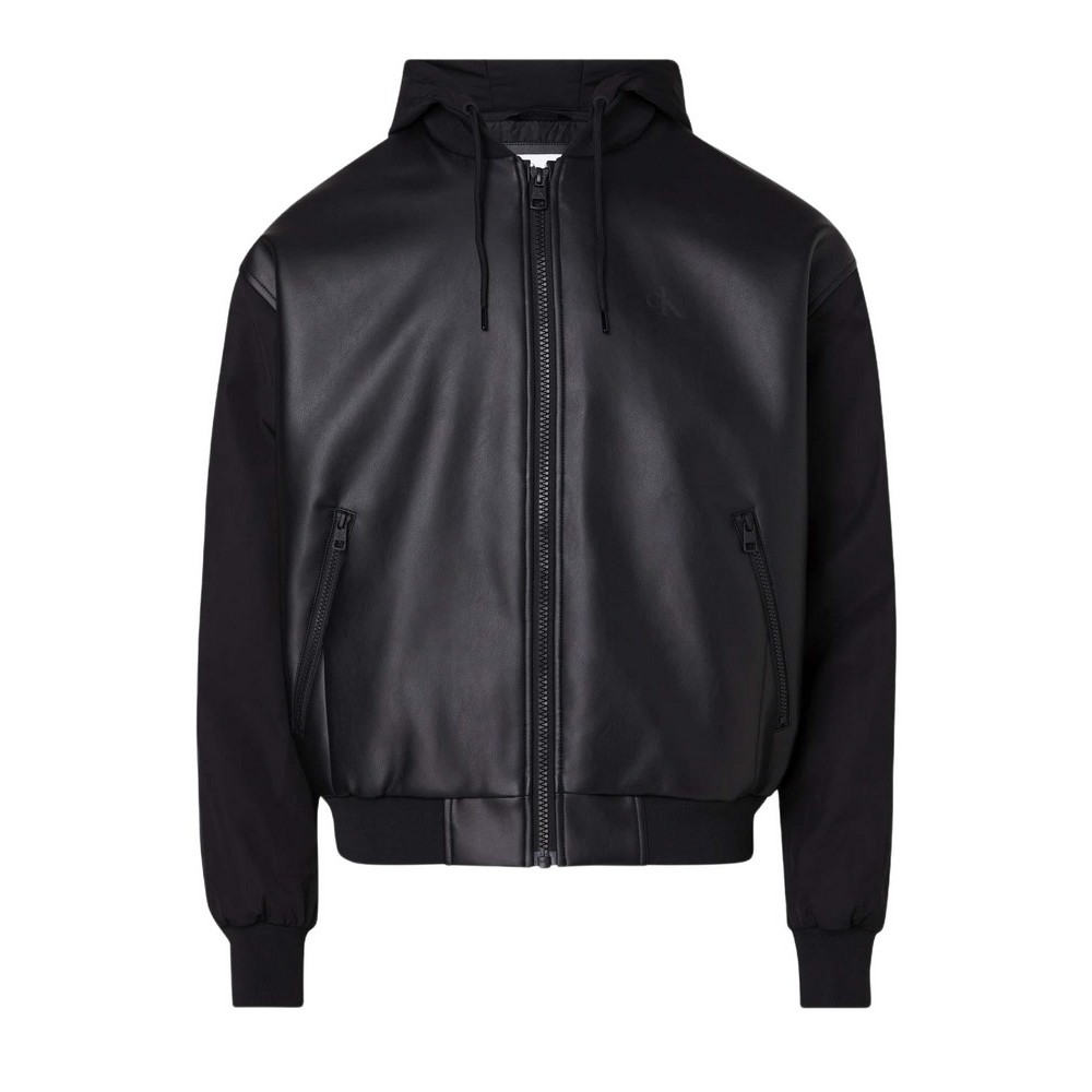 CALVIN KLEIN FAUX LEATHER BOMBER JACKET ΜΠΟΥΦΑΝ ΑΝΔΡΙΚΟ BLACK
