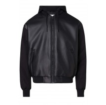 CALVIN KLEIN FAUX LEATHER BOMBER JACKET ΜΠΟΥΦΑΝ ΑΝΔΡΙΚΟ BLACK
