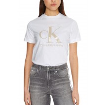 CALVIN KLEIN JEANS GEL MONOGRAM LOGO TEE T-SHIRT ΓΥΝΑΙΚΕΙΟ WHITE