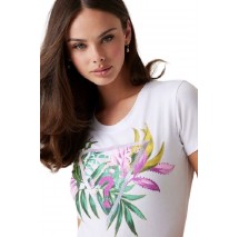 GUESS LEAF TRIANGLE TEE T-SHIRT ΜΠΛΟΥΖΑ ΓΥΝΑΙΚΕΙΑ WHITE