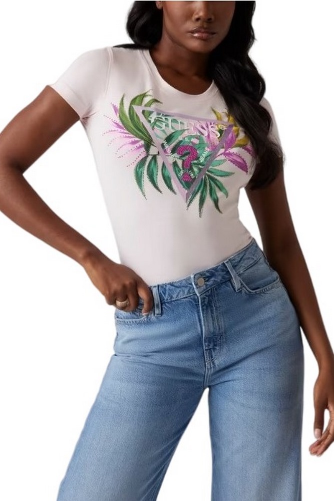 GUESS LEAF TRIANGLE TEE T-SHIRT ΜΠΛΟΥΖΑ ΓΥΝΑΙΚΕΙΑ ROSE
