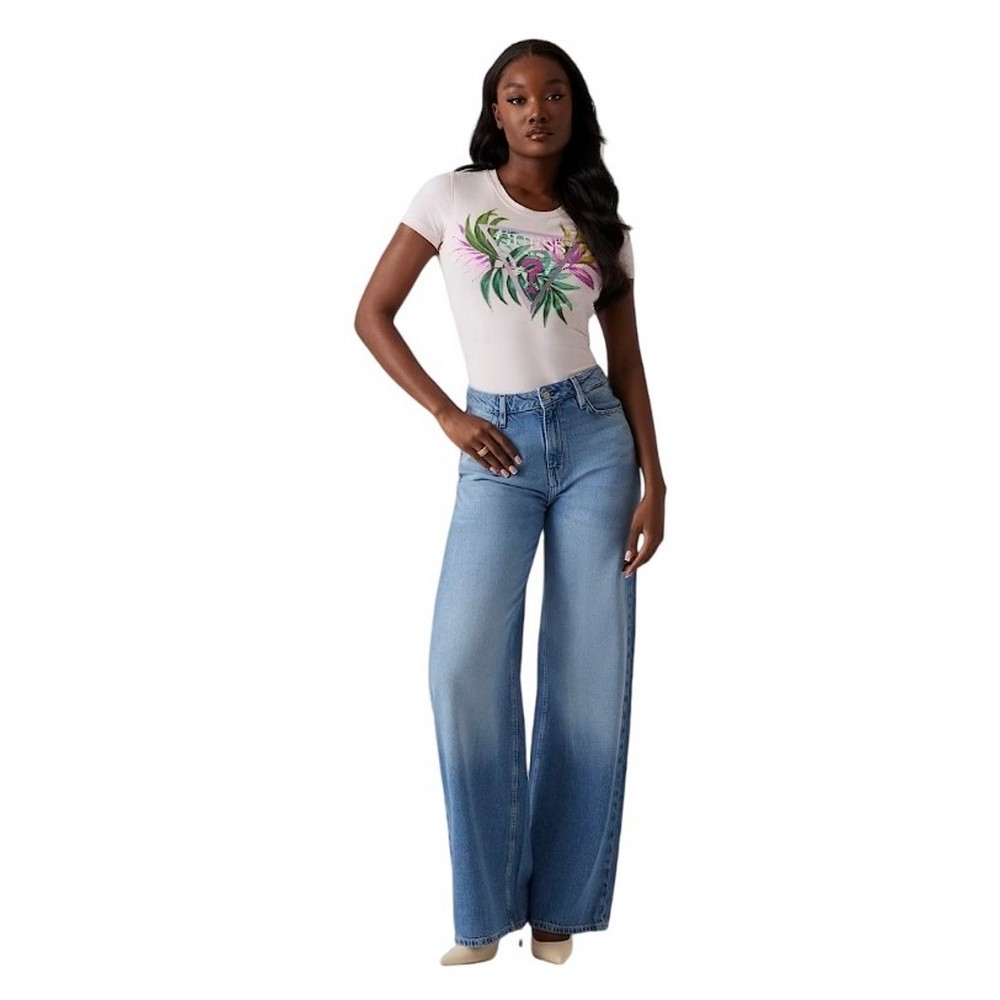 GUESS LEAF TRIANGLE TEE T-SHIRT ΜΠΛΟΥΖΑ ΓΥΝΑΙΚΕΙΑ ROSE