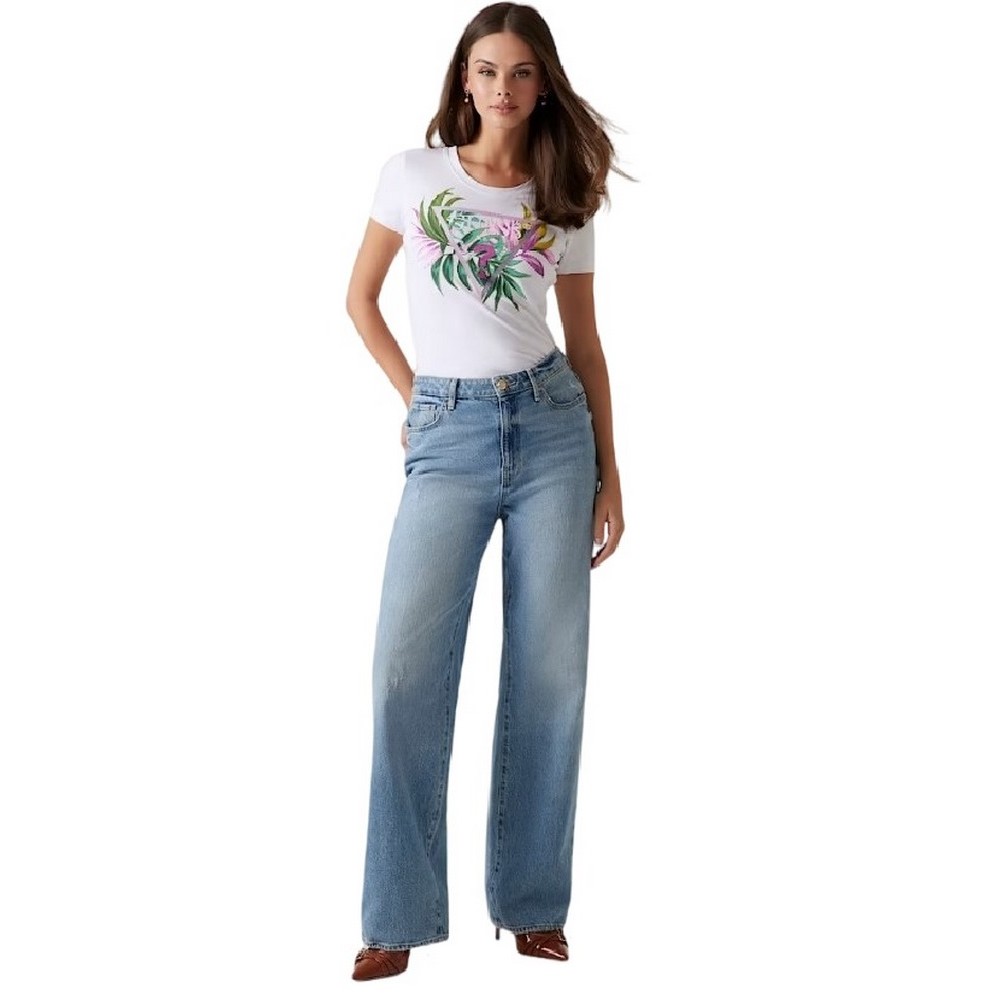 GUESS LEAF TRIANGLE TEE T-SHIRT ΜΠΛΟΥΖΑ ΓΥΝΑΙΚΕΙΑ WHITE