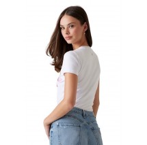 GUESS LEAF TRIANGLE TEE T-SHIRT ΜΠΛΟΥΖΑ ΓΥΝΑΙΚΕΙΑ WHITE