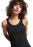 ΜΠΛΟΥΖΑ OVIN VNTAGE CROP RIBBED  VEST ΓΥΝΑΙΚΕΙΑ SUPERDRY BLACK