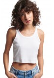 ΜΠΛΟΥΖΑ OVIN VNTAGE CROP RIBBED  VEST ΓΥΝΑΙΚΕΙΑ SUPERDRY WHITE