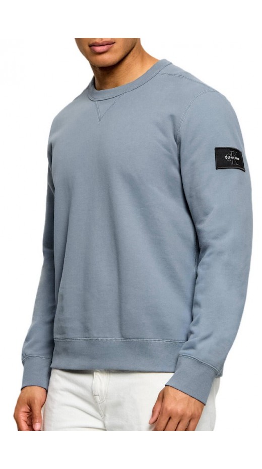 CALVIN KLEIN JEANS LS EU 350TERRY BADGE CN SWEATSHI ΦΟΥΤΕΡ ΜΠΛΟΥΖΑ ΑΝΔΡΙΚΗ STEEL GRAY