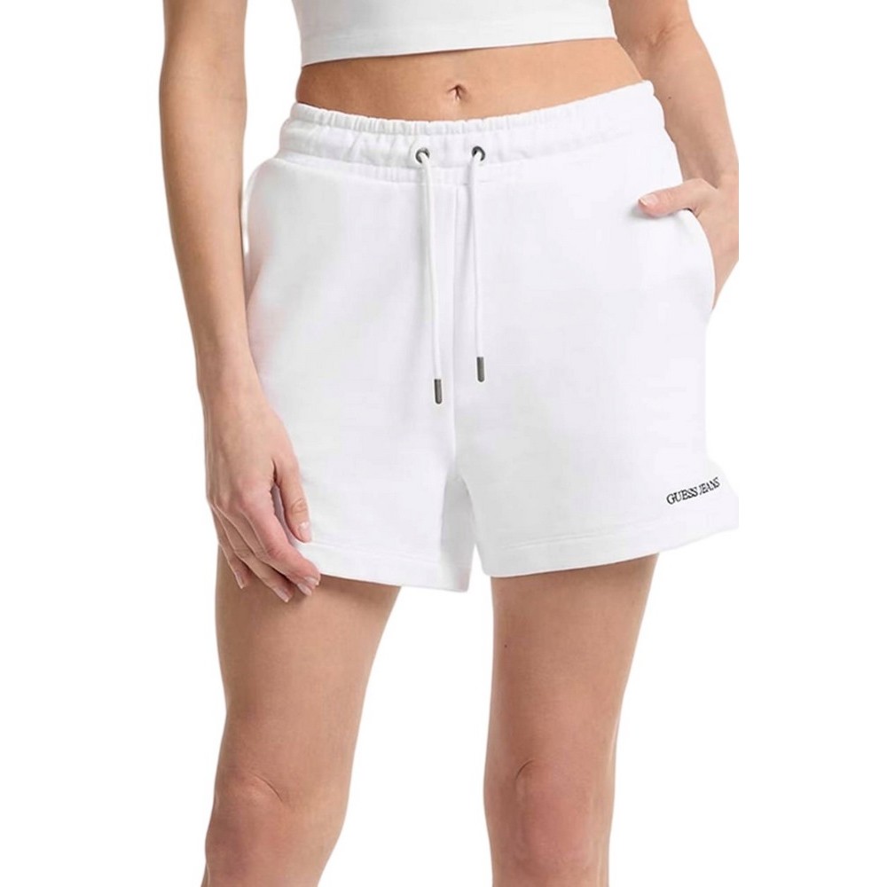 GUESS JEANS REG EMBRO SHORTS ΣΟΡΤΣ ΓΥΝΑΙΚΕΙΟ WHITE