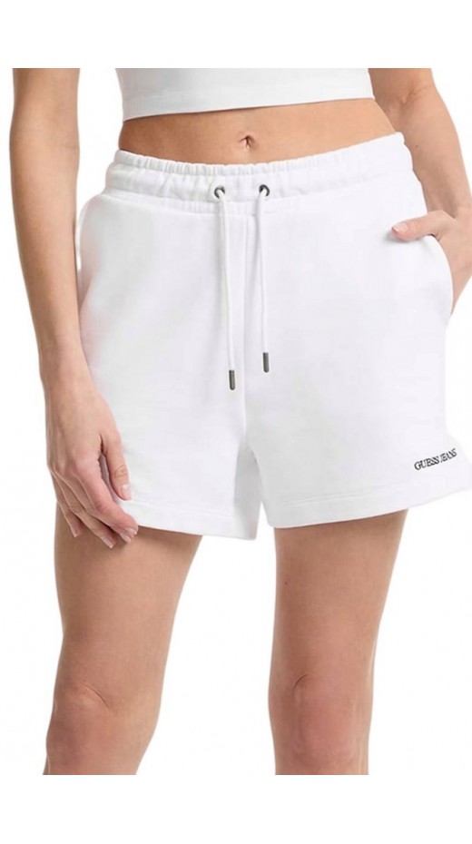 GUESS JEANS REG EMBRO SHORTS ΣΟΡΤΣ ΓΥΝΑΙΚΕΙΟ WHITE