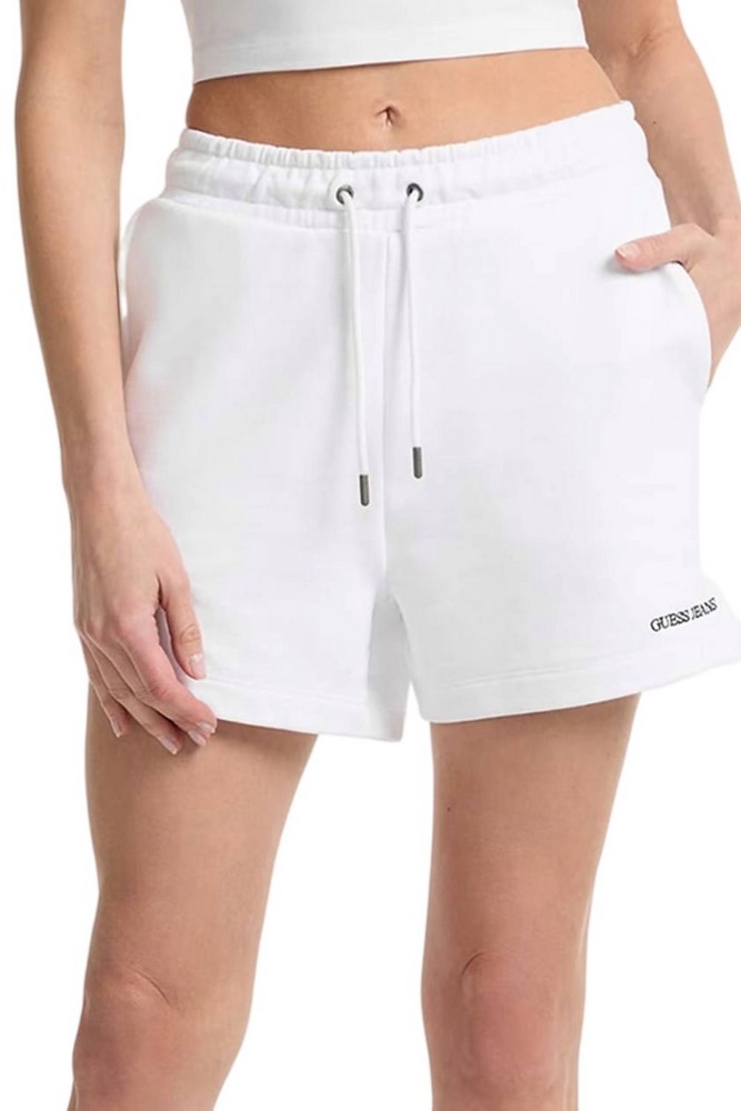 GUESS JEANS REG EMBRO SHORTS ΣΟΡΤΣ ΓΥΝΑΙΚΕΙΟ WHITE