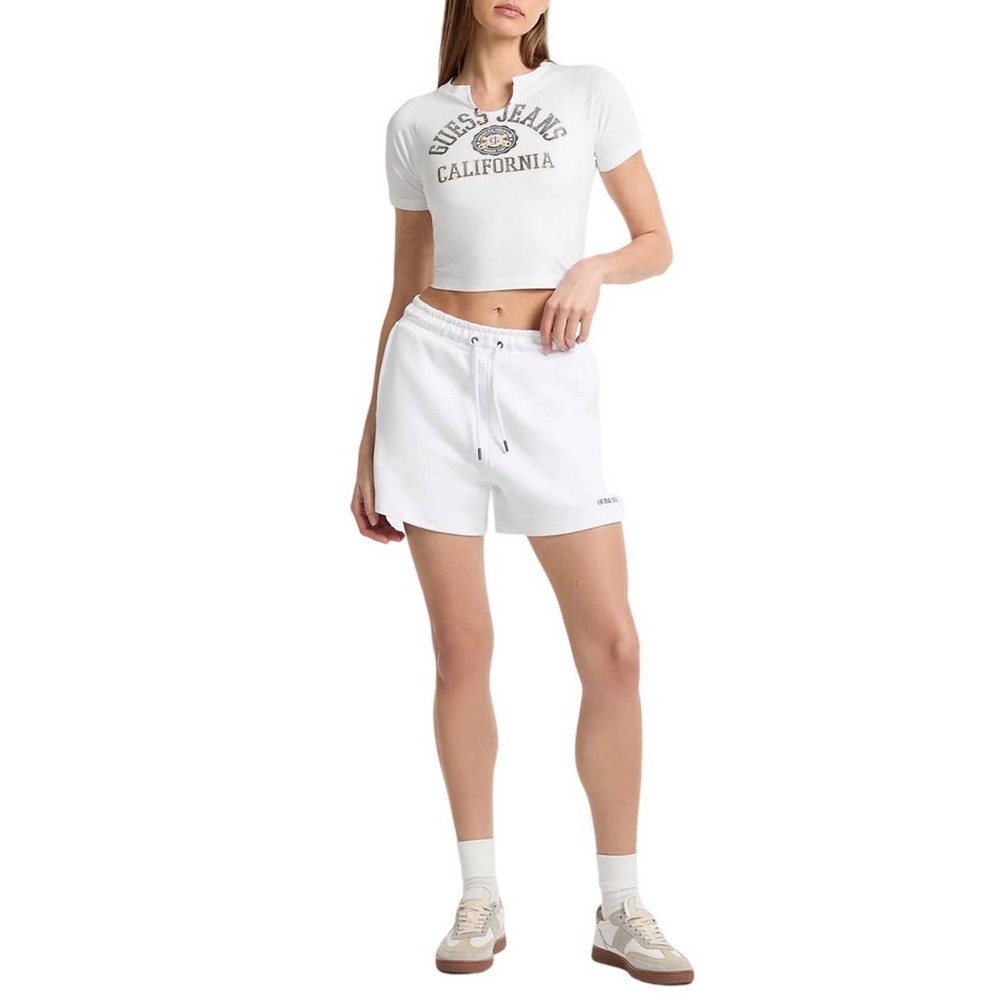 GUESS JEANS REG EMBRO SHORTS ΣΟΡΤΣ ΓΥΝΑΙΚΕΙΟ WHITE