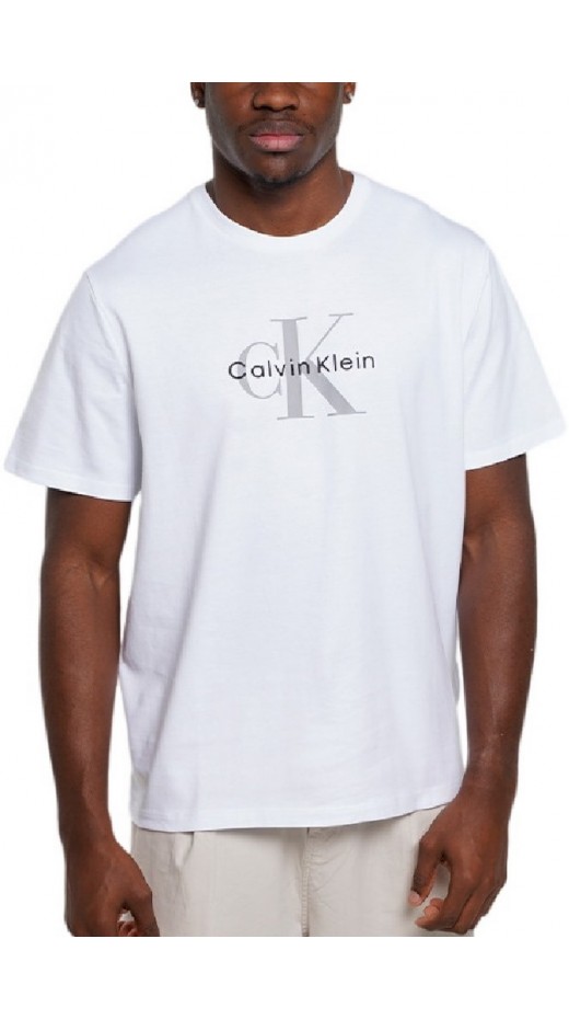 CALVIN KLEIN SS HERO MONOLOGO TEE T-SHIRT ΜΠΛΟΥΖΑ ΑΝΔΡΙΚΗ WHITE