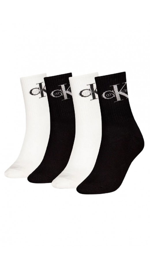CALVIN KLEIN WOMEN SOCK 4P GIFTBOX MONOLOGO ΚΑΛΤΣΕΣ ΓΥΝΑΙΚΕΙΕΣ BLACK/WHITE