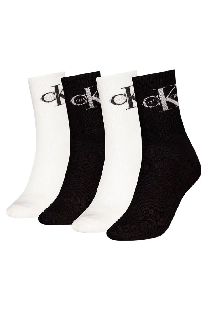 CALVIN KLEIN WOMEN SOCK 4P GIFTBOX MONOLOGO ΚΑΛΤΣΕΣ ΓΥΝΑΙΚΕΙΕΣ BLACK/WHITE
