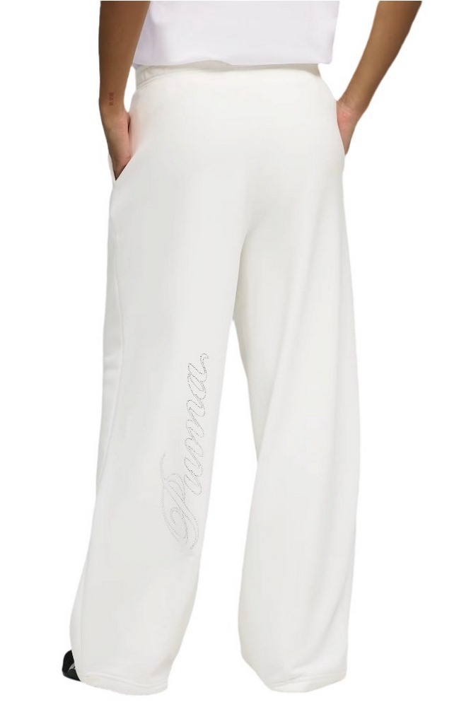 PUMA ESS GRAPHIC LEO LUXE BEDAZZLED SLOUCHY PANTS ΦΟΡΜΑ ΠΑΝΤΕΛΟΝΙ ΓΥΝΑΙΚΕΙΟ WHITE