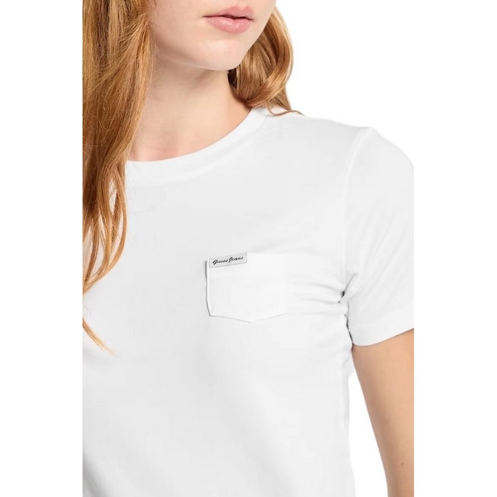 GUESS JEANS SS SLIM PKT TEE ΜΠΛΟΥΖΑ ΓΥΝΑΙΚΕΙΑ WHITE
