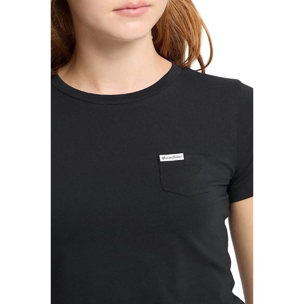GUESS JEANS SS SLIM PKT TEE ΜΠΛΟΥΖΑ ΓΥΝΑΙΚΕΙΑ BLACK