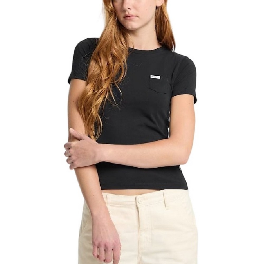 GUESS JEANS SS SLIM PKT TEE ΜΠΛΟΥΖΑ ΓΥΝΑΙΚΕΙΑ BLACK
