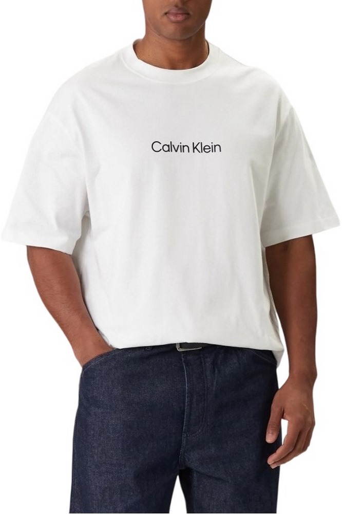 CALVIN KLEIN RLXD STANDARD LOGO CREWNK T-SHIRT ΜΠΛΟΥΖΑ ΑΝΔΡΙΚΗ BRIGHT WHITE