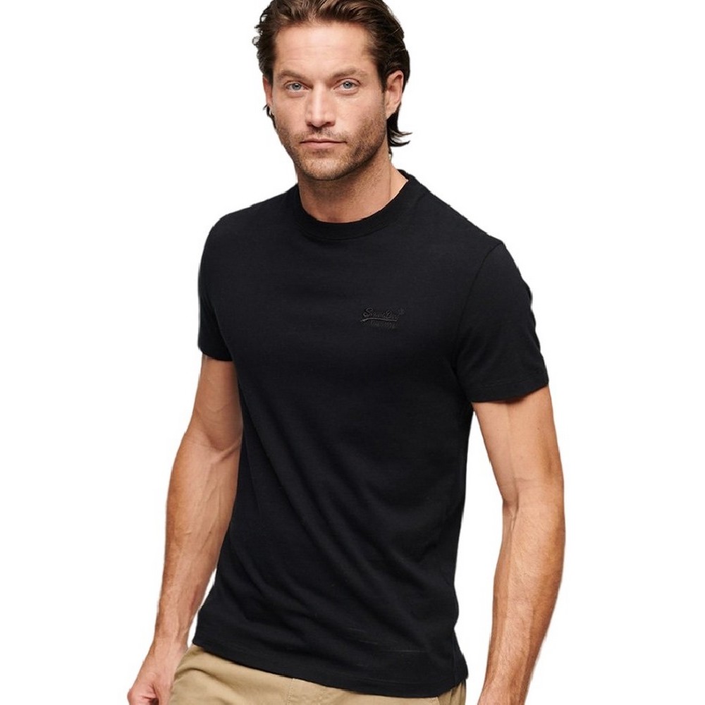 SUPERDRY D1 OVIN ESSENTIAL LOGO EMB TEE T-SHIRT ΜΠΛΟΥΖΑ ΑΝΔΡΙΚΗ BLACK/BLACK