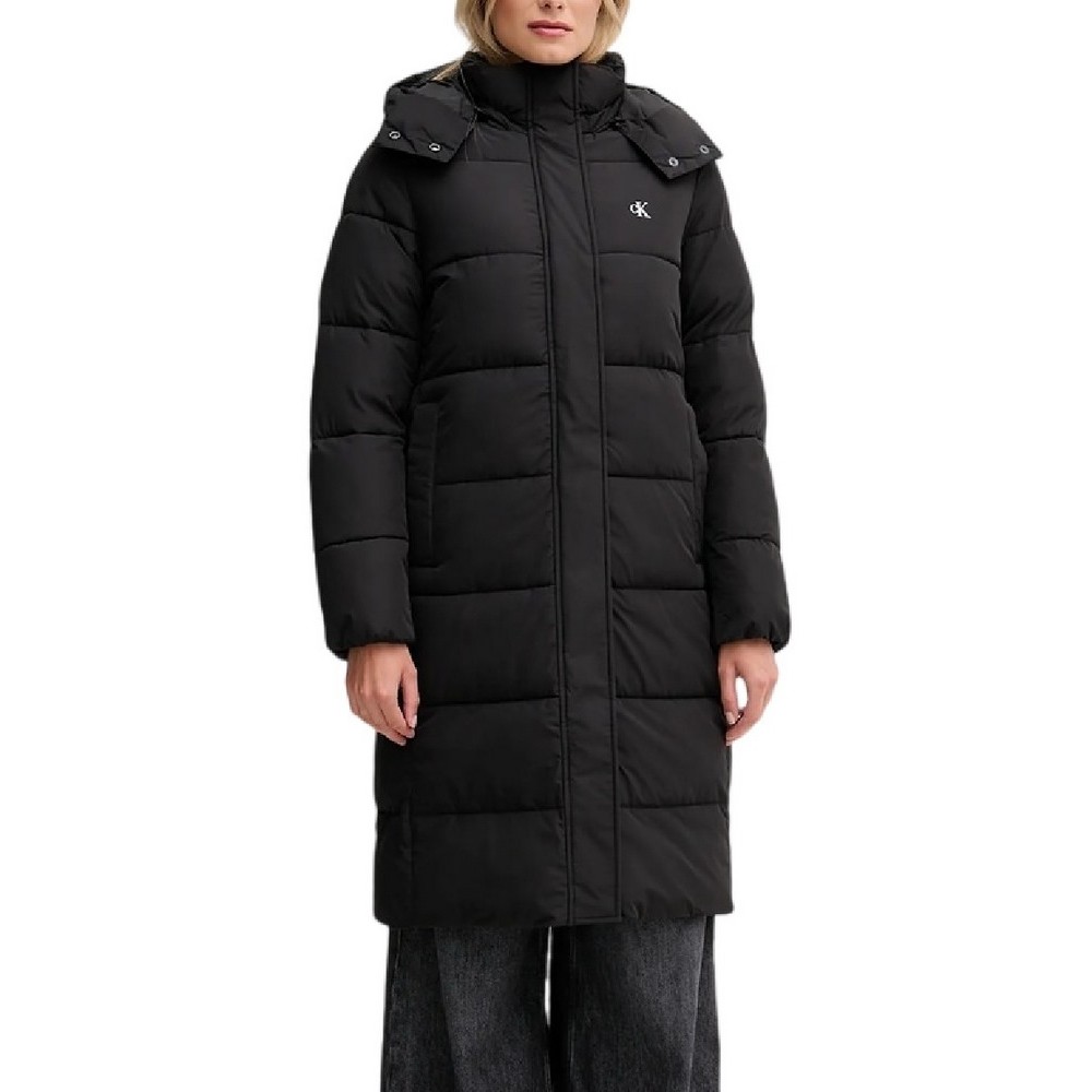 CALVIN KLEIN JEANS MONOLOGO NON-DOWN LONG PUFFER ΜΠΟΥΦΑΝ ΓΥΝΑΙΚΕΙΟ BLACK