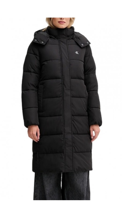 CALVIN KLEIN JEANS MONOLOGO NON-DOWN LONG PUFFER ΜΠΟΥΦΑΝ ΓΥΝΑΙΚΕΙΟ BLACK